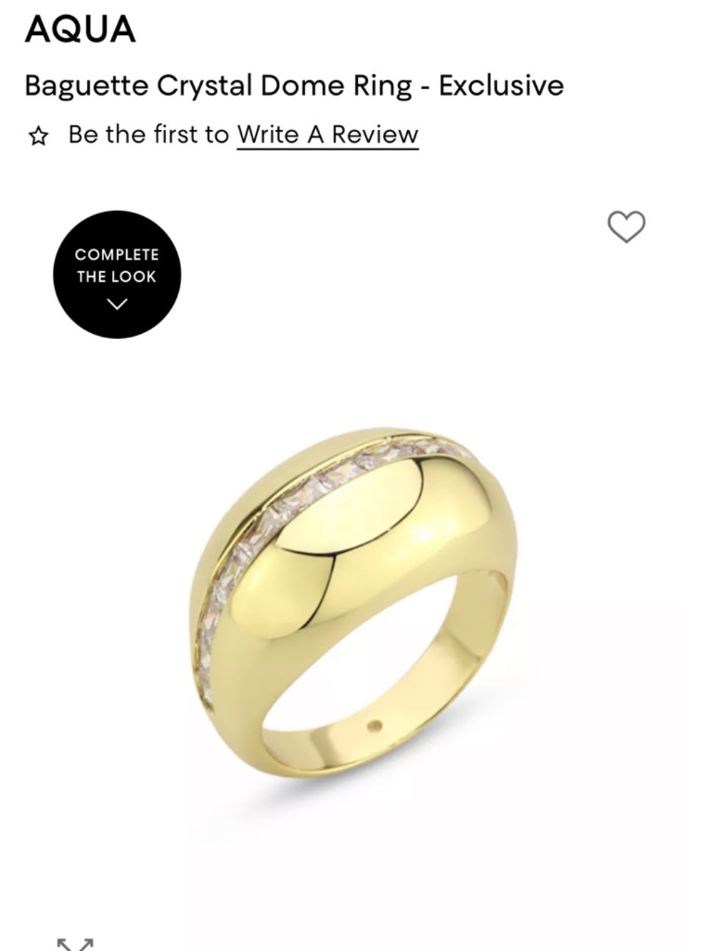 NEW Aqua Gold Dome Ring with Clear Baguette Crystals. Only 1